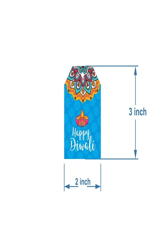 SVM CRAFT بطاقة هدايا عيد ديوالي السعيد من إس في إم كرافت®، زينة ديوالي ملونة باللون الأزرق السماوي - 50 قطعة - Image 2